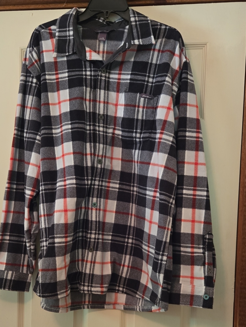 Men's Eddie Bauer Plaid Flannel Shirt - Black, White & Red. NWT. sz Xl
